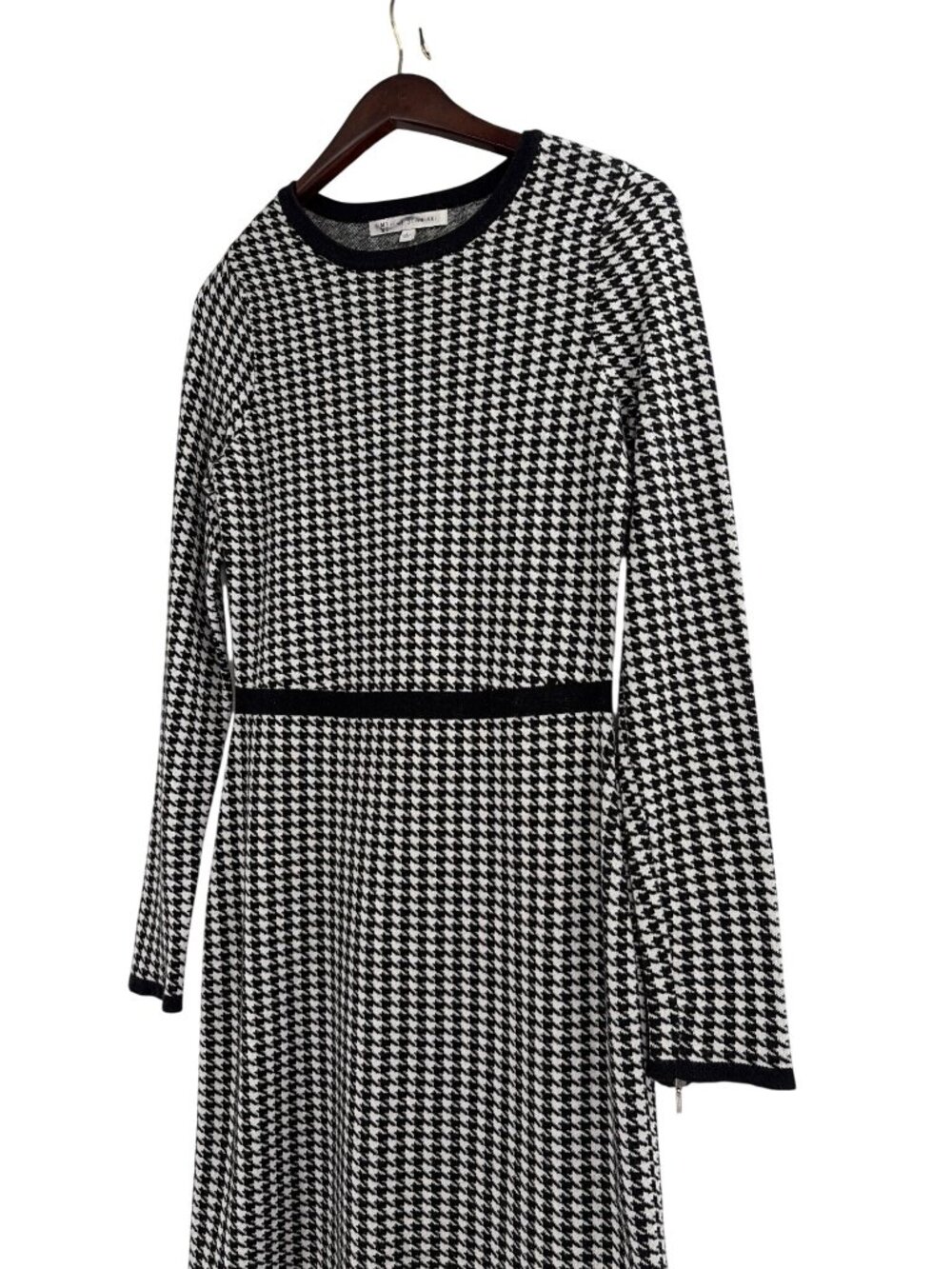 Mixt Heidi Weisel Womens Large Houndstooth Knit Long-Sleeve A-Line Dress Punk - Picture 6 of 9